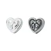 Prata Esterlina S925 Pingente de Contas Espaçadoras Retro Dupla Face em Forma de Laço e Coração Pulseira de Contas de Cristal DIY Acessórios de Prata