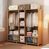 Guarda-roupa de Tecido de Bambu para Moradia de Aluguel, Guarda-roupa Simples para Quarto, Armário de Roupas Suspenso à Prova de Poeira, Armário de Armazenamento, Armazenamento Dobrável