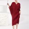 Saia Feminina Plus Size Miyake Vestido Feminino de Verão Mangas Morcego Exportação Europeia e Americana de Alto Nível Saia Plissada Elegante