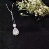 Pingente de Pingente de Água de Crisoprásio Alto Gelo Incrustado Banhado a Prata Versátil Pingente de Colar de Água de Ágata Branca Natural Jade