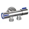 Grifo de Pistola de Agua Fría Única de Acero Inoxidable 304 con Doble Manija y Doble Control para Lavadora, Grifo de Apertura Rápida