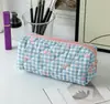 Ins Style Bow Student Pencil Case Pequeno Saco Cosmético Fresco Grande Capacidade Portátil Macio Armazenamento de Cosméticos Bolsa
