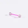Plástico suave barra lengua clavo brillo bola anillo de lengua acrílico flexible anillo de pecho decoración de lengua clavo de pecho joyería de piercing corporal