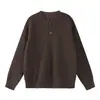 Suéter Henley de mezcla de lana de conejo, una pieza relajada y elegante para otoño e invierno, con diseño de hombros caídos y tejido versátil para el uso diario.