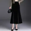 Falda de terciopelo de acetato de talle alto para mujer, nueva moda otoño 2026, elegante y estilosa, de longitud media, falda sirena adelgazante
