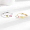 Anillo de doble amor con circonita incrustada, personalizado opcional, piedra de cumpleaños de enero a diciembre, anillo de comida estilo europeo y americano, superventas transfronterizo