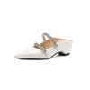 2026 Nueva Mediaslipper de Cuña Estilo Francés con Adornos de Pedrería, Sandalias de Cuña con Tacón Oculto Versátiles de Nicho de 4.5 cm