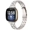 Para reloj inteligente Fitbit versa3/sense versa4 correa de metal de cinco cuentas de diamante hebilla de honda