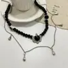 Collar de Borla con Gota de Agua Bordada con Diamantes de Lujo Ligero Estilo Francés, Cadena de Clavícula Doble Capa de Moda Única Dulce y Fresca para Chicas Picantes, Tendencia de Gama Alta