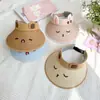 Chapéu Viseira Infantil para Meninos e Meninas, Chapéu de Sol de Aba Larga para Verão, Chapéu de Sol Bebê Estilo Coreano com Desenho de Urso para Crianças Pequenas