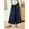 Pantalones anchos de cintura alta, con caída, empalmados con encaje, para mujer, estilo fino de verano, talla petite, holgados, casuales, cropped, de algodón y lino, rectos