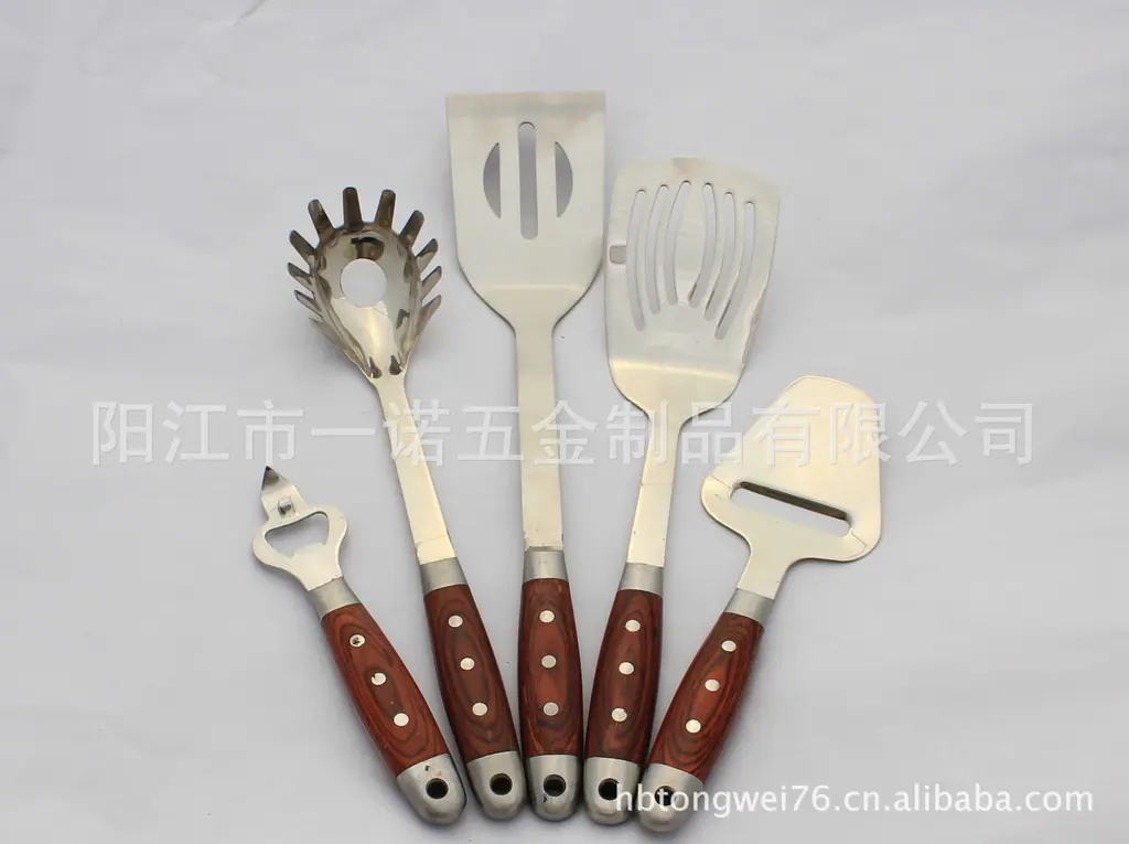 A-049高档彩木柄厨具芝士兵刨漏铲意粉壳开瓶器