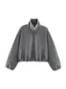 Ropa de mujer de moda para comercio exterior transfronterizo en Amazon 2026 chaqueta casual de manga larga de tres colores, cuello alto con cremallera, corta, holgada
