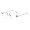 Gafas Sin Montura de Titanio Puro Ultraligero Modelo Mismo que Karin Sienna B para Mujer 59 Montura Cuadrada Oversize Alta Calidad Anti-Luz Azul 9028