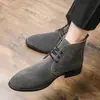 Zapatos de Cuero Casual de Gran Tamaño para Hombre, Estilo Británico Retro de Caña Media, Botas Martin Nuevas para Hombre, Otoño e Invierno 2021, Transfronterizos
