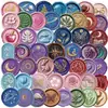 50 Adesivos de Selo de Tinta de Fogo Dupla Transparência Pintados em PET Transparente à Prova d'Água para Caderno DIY, Celular, Mala, Decoração