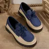 Zapatos de Mujer de Baja Caña con Cordones Estilo Británico Retro Transfronterizos, Mocasines Casuales de Suela Gruesa con Tachuelas y Bloques de Color de Comercio Exterior