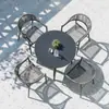 Mesa y Sillas de Comedor de Mimbre para Exteriores Estilo Nórdico Balcón Cafetería Tienda de Té con Leche Área de Ocio al Aire Libre Mesa de Té de Exhibición Exterior Silla de Ratán