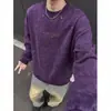 Sudadera bordada estilo americano tie-dye cruzado para hombre, playera base casual pesada de otoño, top holgado para adolescentes