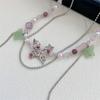 Colar de pérolas coloridas de borboleta, moda feminina, estilo doce e descolado, leve, luxo, nicho, corrente de clavícula, gargantilha, acessórios elegantes e modernos