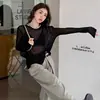 Camisa Delgada de Manga Larga con Protección Solar para Mujer Verano 2026 Nuevo Estilo Ins Estilo Hyuna Camisa Interior de Malla para Mujer Camiseta Interior de Seda Helada