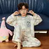 Pijama infantil, algodón puro, conjunto fino de manga larga, nuevo modelo 2026, para niños, estilo caricatura, para niños grandes, ropa de aire acondicionado, se puede usar afuera
