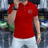 Logo Personalizado2025 Nuevo Verano Hombres Solapa Transpirable Manga Corta Gama Alta Diamante Caliente Camisa Polo Media Manga Negocios Moderno
