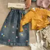 Conjunto de Otoño para Niña 2026 Nuevo Estilo Camisa Polo de Manga Larga con Estampado de Dibujos Animados para Niña Jeans con Estampado Integral para Bebé