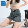 Falda de mezclilla retro sexy para mujer para evitar la exposición 2025 Tendencia de verano Nueva falda línea A de cintura alta que cubre las caderas