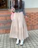Saia Plissada Elegante de Verão e Primavera, Versátil, Explosiva, Cintura Alta, Modeladora, Saia Longa Evasê, Estilo Suave para Mulheres