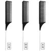Pente de aço inoxidável com ponta fina e revestimento em plástico, um sucesso de vendas internacionais, ideal para mechas e coloração de cabelo. Perfeito para salões de beleza, este pente é resistente a altas temperaturas e ideal para aplicar óleo capilar.
