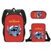 Novo produto: Mochila Escolar de Desenho Animado, Mochila de Estudante de Poliéster, Estojo Simples Infantil, Pequena Bolsa de Ombro, Conjunto de Três Peças