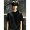CL traje de manga corta estilo regular en el hombro transpirable patrón de espiga de trigo ajustado estilo old money camiseta de verano punto de seda helada manga corta para hombre