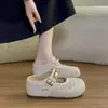 Pantuflas de Malla Tejida para Mujer con Punta Cerrada 2026 Verano Nuevas Huecas Transpirables de Suela Gruesa Casual Versátiles para Exteriores Slip-On