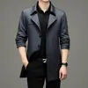 Nova Jaqueta Masculina de Meio Comprimento com Gola de Terno, Botão Único, Moda Business Casual