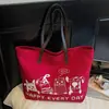 Bolsa Tiracolo de Lona de Grande Capacidade Sacola de Compras para Mulheres Indo para a Aula Bolsa de Ombro de Desenho Animado Bolsa de Mamãe Bolsa Tote para Fitness Viagem