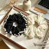 Goma para el pelo de malla con lunares de perlas para mujer, liga para coleta, accesorio para la cabeza, accesorio de pelo de moda con un toque de lujo ligero y de alta gama