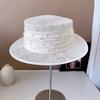 Chapéu de luxo leve, fio de cânhamo filipino, fita de pérola, chapéu plano feminino, primavera e verão, todos os tipos de proteção solar, chapéu de palha, moderno