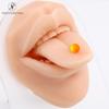 Barra recta de acero inoxidable transfronteriza piercing para lengua rosca externa color degradado multicolor anillo para lengua 1.6M perforación diente externo piercing para lengua arete