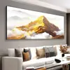 Pintura em porcelana de cristal com fundo de montanha, uma decoração de sofá luxuosa para sala de estar, uma nova pintura de paisagem estilo chinês, adequada para salas de chá e escritórios