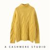 Suéter Grueso de Cachemira para Mujer, Suéter de Punto Trenzado Holgado de Cuello Alto, Top Básico de Punto de Moda Versátil de Gama Alta