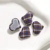 Accesorios de Botón con Forma de Corazón de Tela a Cuadros Estilo Academia, Botón Plano de Corazón Color Durazno para Ropa, Zapatos, Hebillas