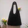 Bolsa de Punto Vintage de Malla Hueca Simple Tejida Bolso de Hombro para Mujer Bolsos Bolso de Mano de Lana Bolsa de Compras