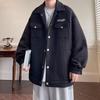 Jaqueta de lapela bordada vintage estilo Hong Kong 2024 primavera e outono moda americana casal jaqueta casual solta para homens