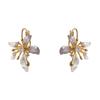 Pendientes de Metal con Forma de Pétalo Incrustados con Diamantes, Estilo Retro Francés Simple, Pendientes de Diseño Versátil y Dulce para Mujer, Lujo Ligero