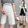 Pantalones de maternidad de verano, Shorts de 5 puntos acanalados, Cómodos y versátiles, Shorts adelgazantes texturizados, Tallas grandes, Modernos para mamás