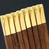 Palillos de madera de ébano rojo con cabeza de cobre metálico cuadrado Fuxi ala de pollo Palillos de estilo chino para regalo Fábrica de palillos con LOGO grabado