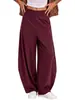 Pantalones de Pierna Ancha Fluidos de Cintura Alta Estilo Europeo y Americano para Mujer Sueltos Adelgazantes Casuales Largos Versátiles de Largo Hasta el Suelo