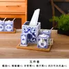 Tarro de porcelana azul y blanco para condimentos mesa de restaurante LOGOTIPO tarro para chiles portapalillos olla para vinagre olla para salsas portapalillos bandeja