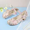 Novos Sapatos de Tecido Antigos de Pequim Primavera e Verão 2022 Sapatos Bordados Femininos Salto Médio Sapatos para Combinar com Cheongsam Sapatos Femininos Melhorados Hanfu